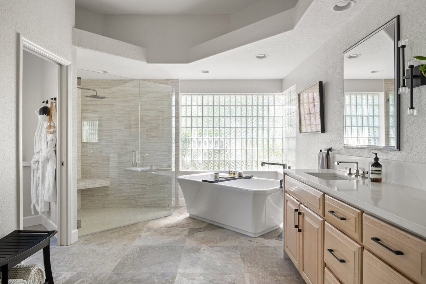 Master bathroom with freestanding tub