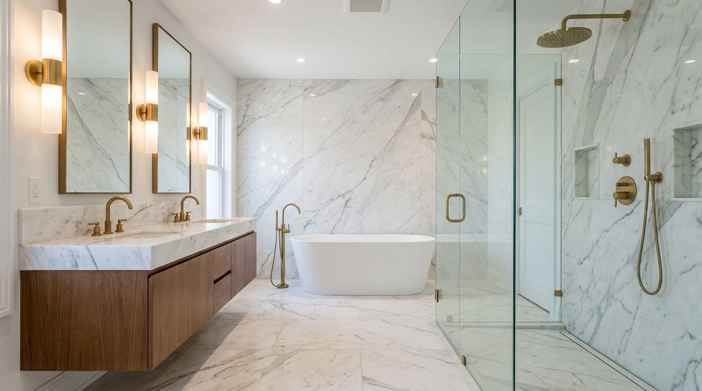 Completed luxury bathroom renovation