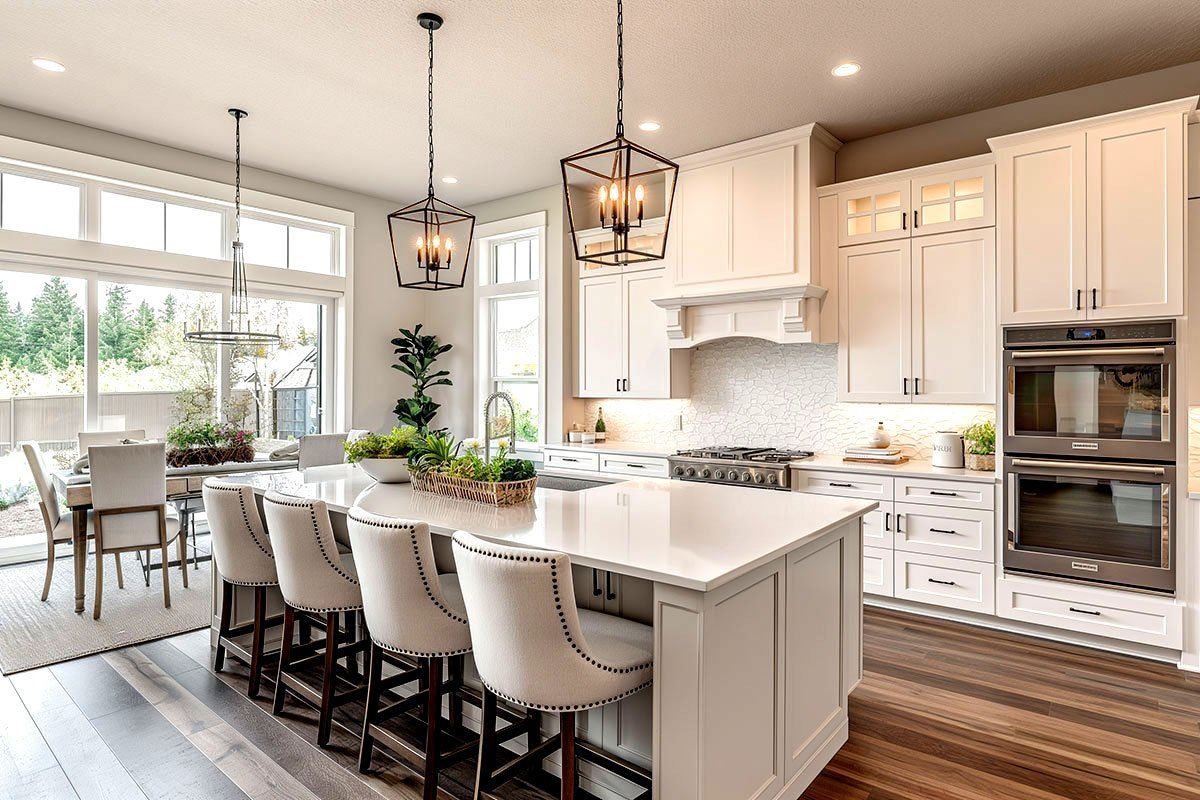Full kitchen renovation with new appliances and lighting