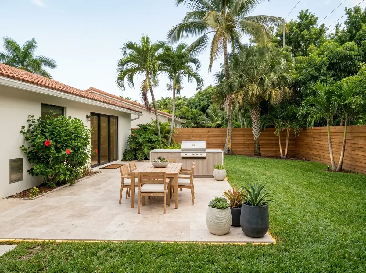 Covered outdoor living addition with patio seating