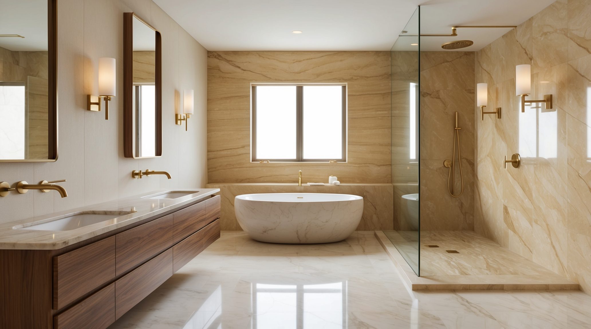 Spa master bathroom in Wilton Manors FL — walk-in shower detail